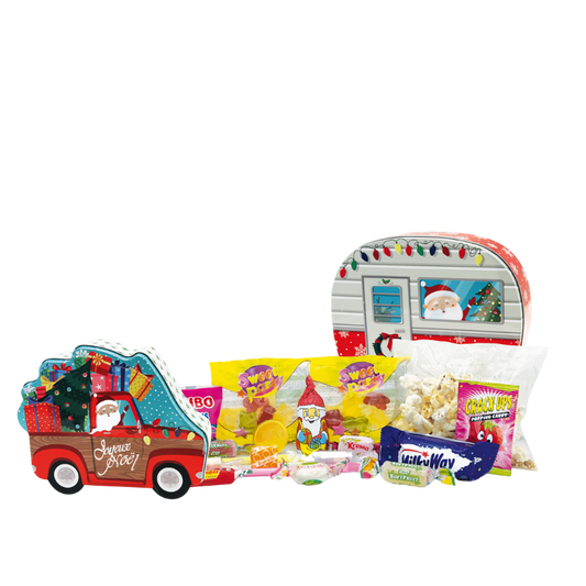Boite metal Pick-up ou Caravane décor Noël garni de Confiseries