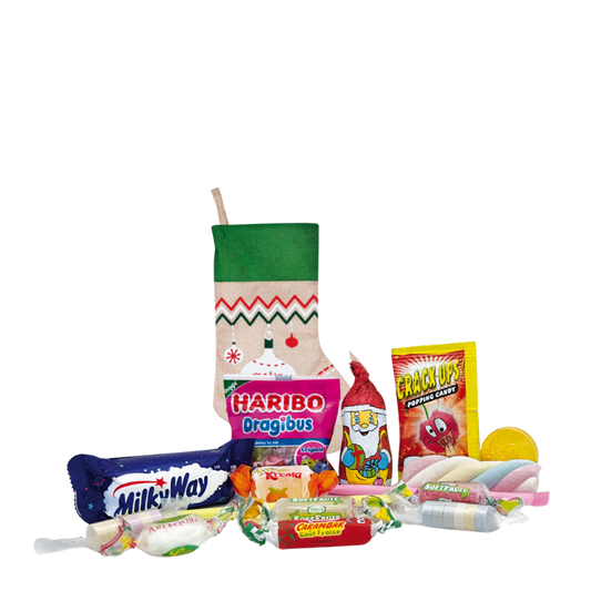 Botte de Noël en lin garnie de confiseries