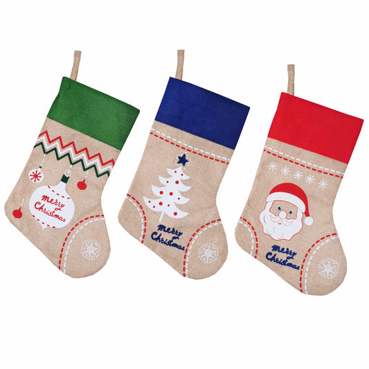 Botte de Noël en lin garnie de confiseries