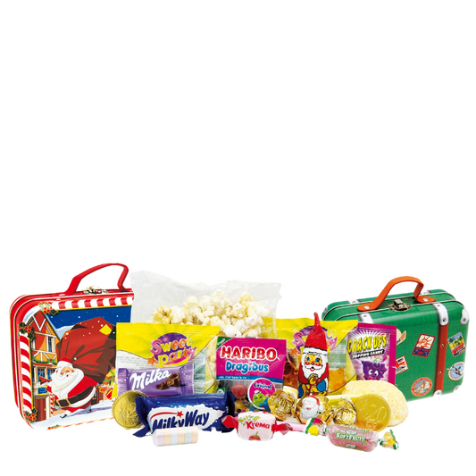 Valisette en métal garnie de confiseries