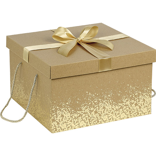 Coffret carton kraft decor or noeud satin