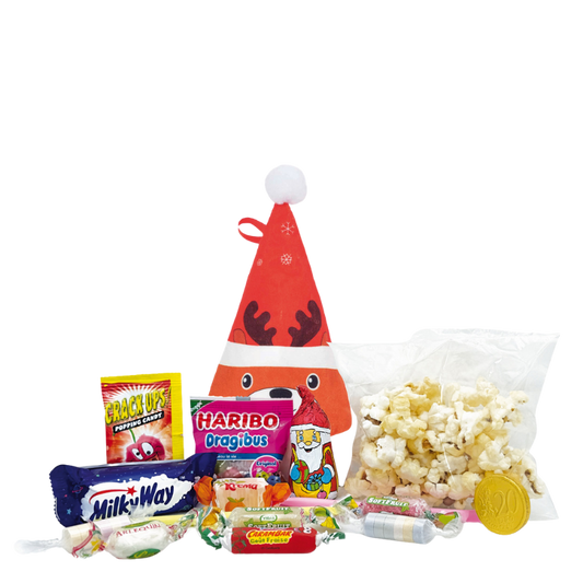 Pochon conique en feutrine décor noël garni de Confiseries