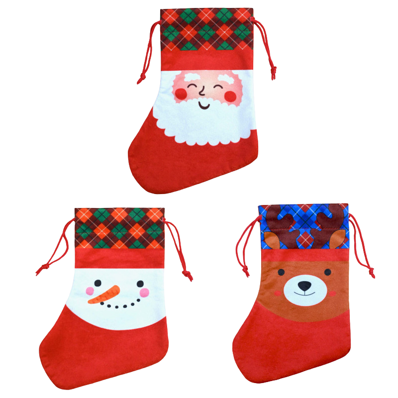 Pochon forme botte de Noël garni de confiseries