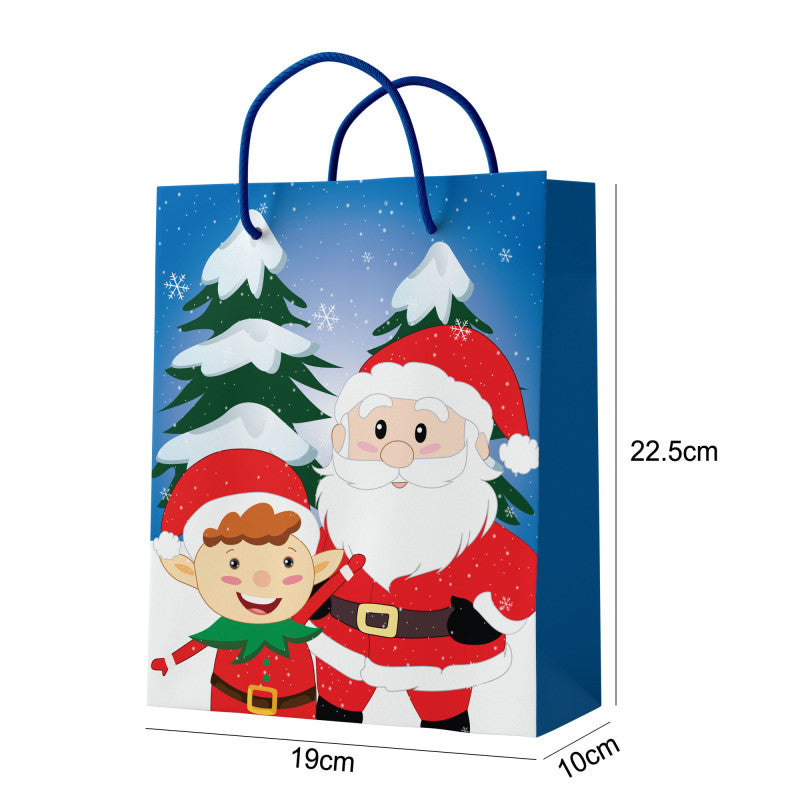 Sac en papier décor Noël avec poignées cordelettes pour goûters et cadeaux