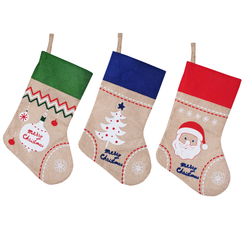 Botte de Noël en toile de jute 41cm