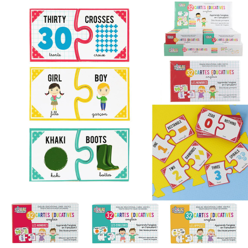 36 pièces/boîte Cartes Flash éducatives précoces, cartes de mots anglais  pour l'apprentissage préscolaire, durables et imperméables, avec boîte