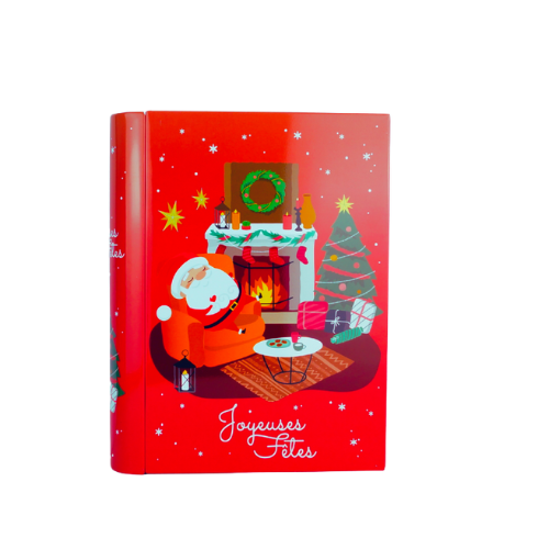 Livre en métal décor Noël garni de 18 confiseries
