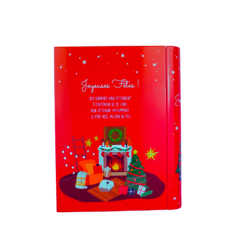 Livre en métal décor Noël garni de 18 confiseries