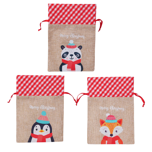 Pochon Lin Décor Vichy Rouge - Merry Christmas