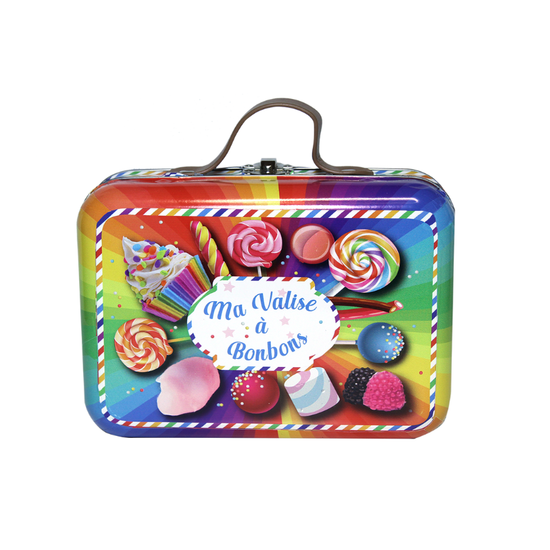 Valisette en métal garnie de confiseries