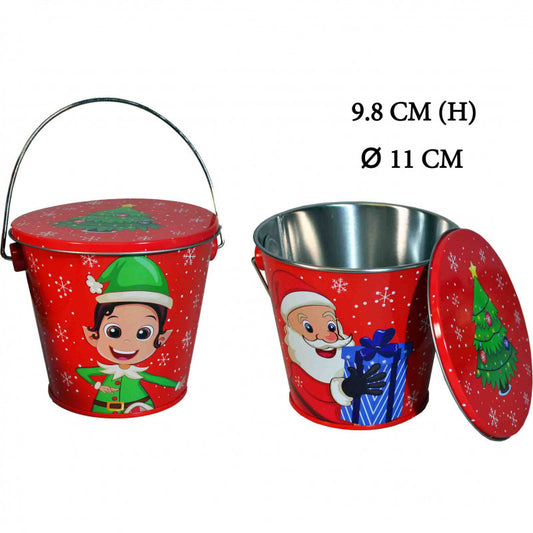 Seau décor Noël en métal