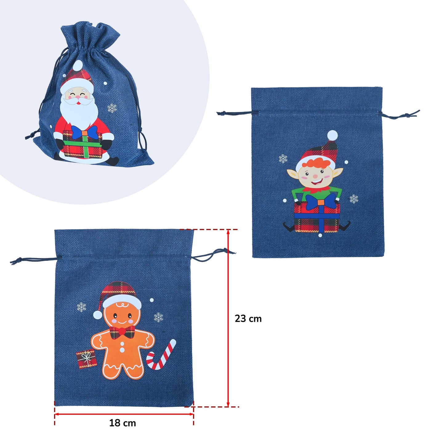 Pochon style Lin décor noël garni de Confiseries