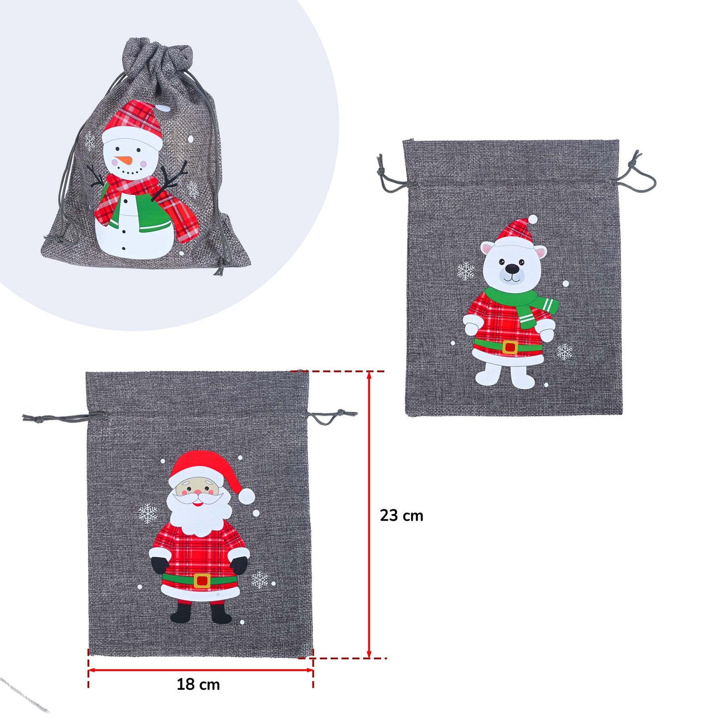 Pochon style Lin décor noël garni de Confiseries