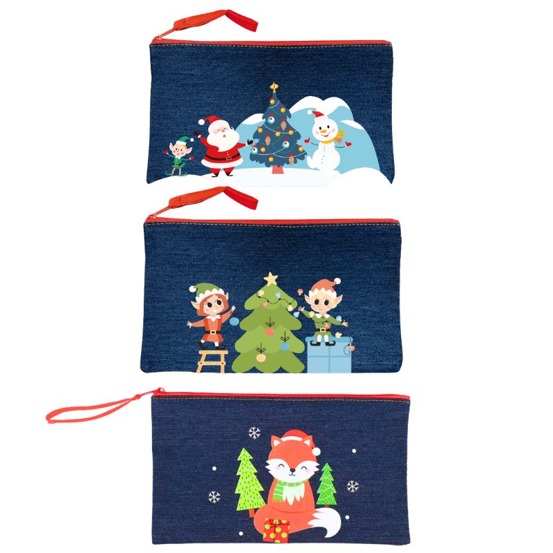 Trousse en Jeans décor Noël Assortis