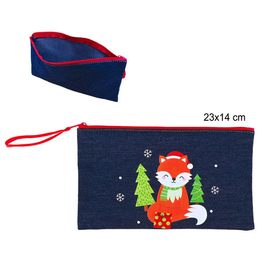 Trousse en jeans décor renard