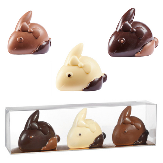Trio de Lapins chocolats de Paques
